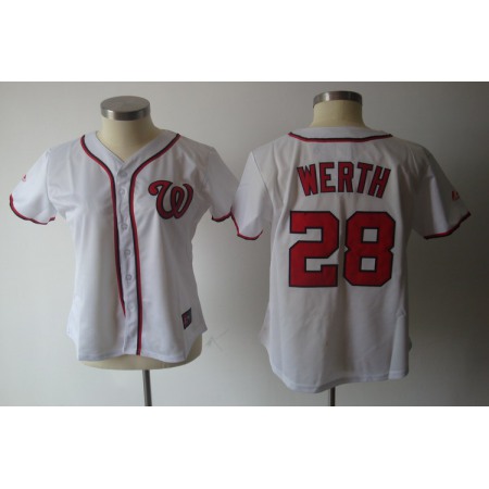 Nationals #28 Jayson Werth White Women's Fashion Stitched MLB Jersey