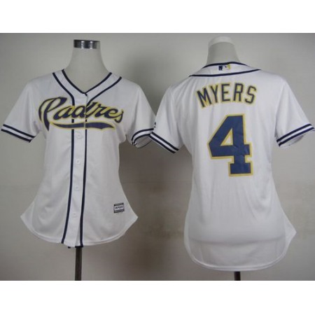 Padres #4 Wil Myers White Home Women's Stitched MLB Jersey