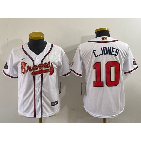 Youth Atlanta Braves 2022 White/Gold World Series Champions Program Stitched Jersey