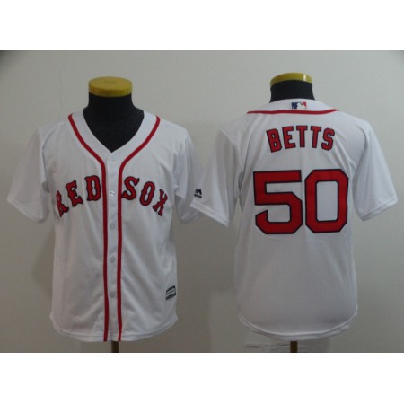 Youth Boston Red Sox #50 Mookie Betts Majestic White Cool Base Player Stitched MLB Jersey