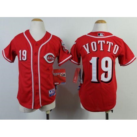 Reds #19 Joey Votto Red Cool Base Stitched Youth MLB Jersey