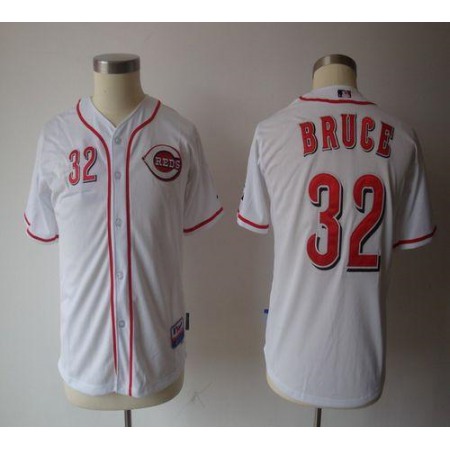 Reds #32 Jay Bruce White Cool Base Stitched Youth MLB Jersey