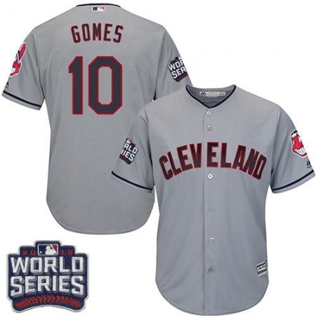 indians #10 Yan Gomes Grey Road 2016 World Series Bound Stitched Youth MLB Jersey