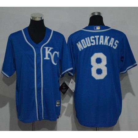 Royals #8 Mike Moustakas Blue Cool Base Stitched Youth MLB Jersey