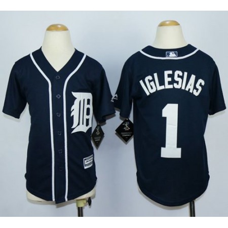 Tigers #1 Jose iglesias Navy Blue Cool Base Stitched Youth MLB Jersey