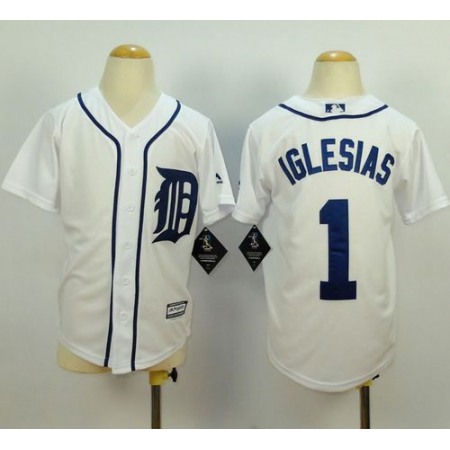 Tigers #1 Jose iglesias White Cool Base Stitched Youth MLB Jersey