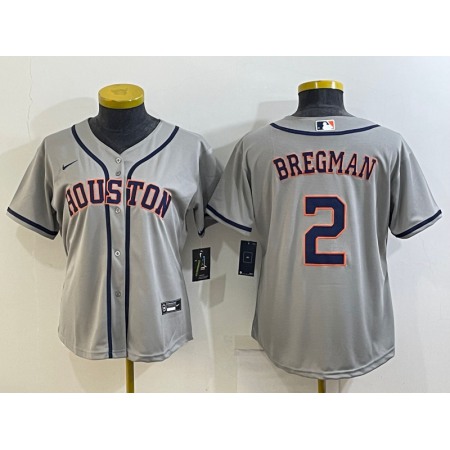Youth Houston Astros #2 Alex Bregman Gray Cool Base Stitched Jersey