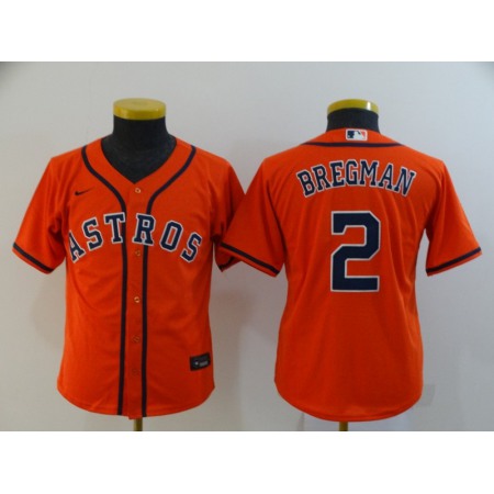 Youth Houston Astros #2 Alex Bregman Orange Cool Base Stitched MLB Jersey