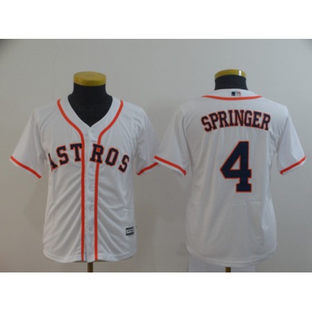 Youth Houston Astros #4 George Springer White Cool Base Stitched MLB Jersey