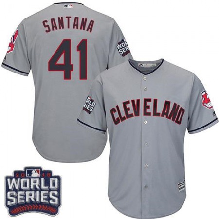indians #41 Carlos Santana Grey Road 2016 World Series Bound Stitched Youth MLB Jersey