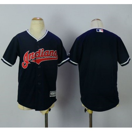 indians Blank Navy Blue Cool Base Stitched Youth MLB Jersey