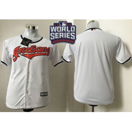 indians Blank White Cool Base 2016 World Series Bound Stitched Youth MLB Jersey