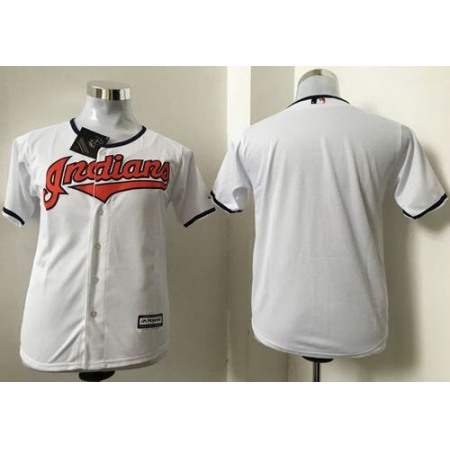 indians Blank White Cool Base Stitched Youth MLB Jersey