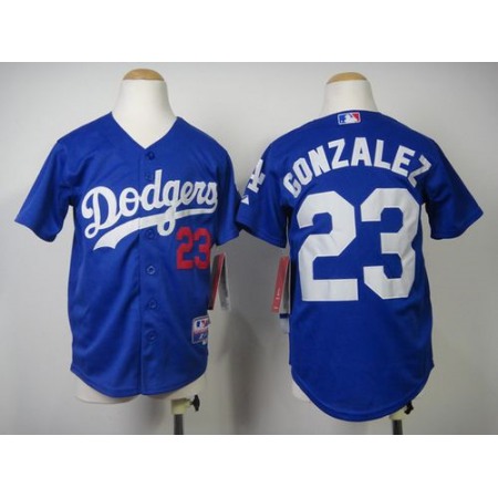 Dodgers #23 Adrian Gonzalez Blue Cool Base Stitched Youth MLB Jersey