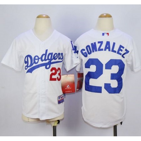 Dodgers #23 Adrian Gonzalez White Cool Base Stitched Youth MLB Jersey