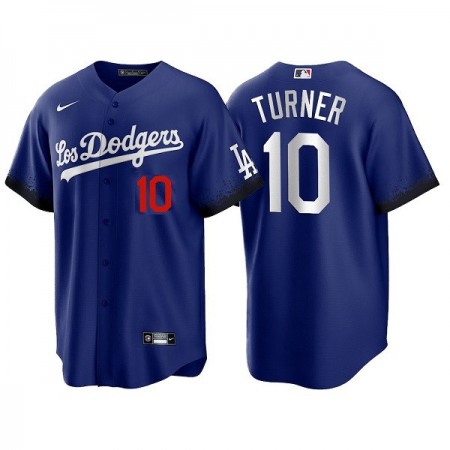 Youth Los Angeles Dodgers #10 Justin Turner 2021 Royal City Connect Cool Base Stitched Jersey