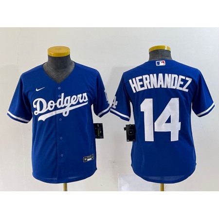 Youth Los Angeles Dodgers #14 Enrique Hernandez Royal Stitched Baseball Jersey
