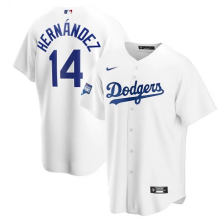 Youth Los Angeles Dodgers #14 Kike Hernandez 2020 White World Series Champions Home Patch Stitched MLB Jersey
