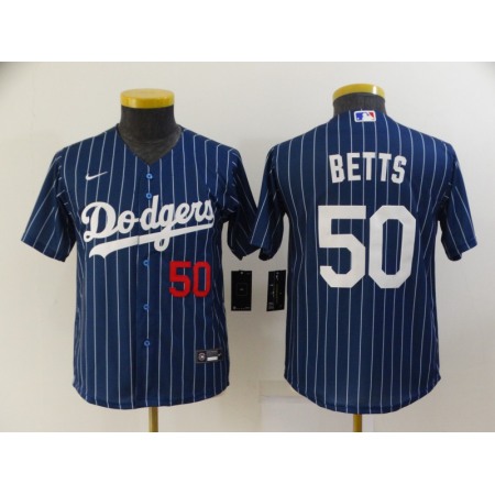Youth Los Angeles Dodgers #50 Mookie Betts Blue Stitched Jersey