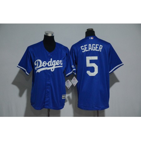 Youth Los Angeles Dodgers #5 Corey Seager Majestic Royal Alternate Cool Base Player Stitched MLB Jersey
