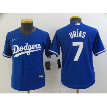 Youth Los Angeles Dodgers #7 Julio Urias Blue Cool Base Stitched Jersey