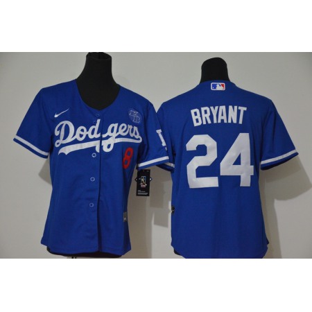 Youth Los Angeles Dodgers Front #8 Back #24 Kobe Bryant Blue With KB Patch Cool Base Stitched MLB Jersey