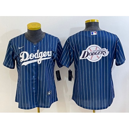 Youth Los Angeles Dodgers Navy Team Big Logo Stitched Baseball Jersey