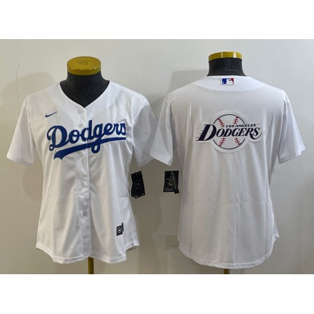 Youth Los Angeles Dodgers White Team Big Logo Stitched Baseball Jersey