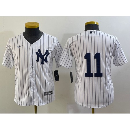 Youth New York Yankees #11 Anthony Volpe White Cool Base Stitched Baseball Jersey