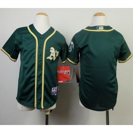 Athletics Blank Green Cool Base Stitched Youth MLB Jersey