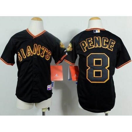 Giants #8 Hunter Pence Black Cool Base Stitched Youth MLB Jersey