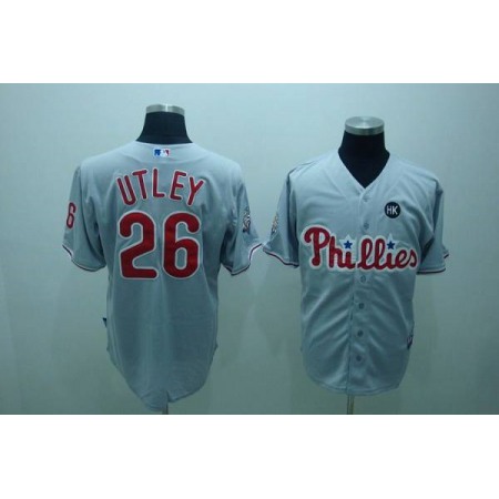Phillies #26 Chase Utley Grey Stitched Youth MLB Jersey