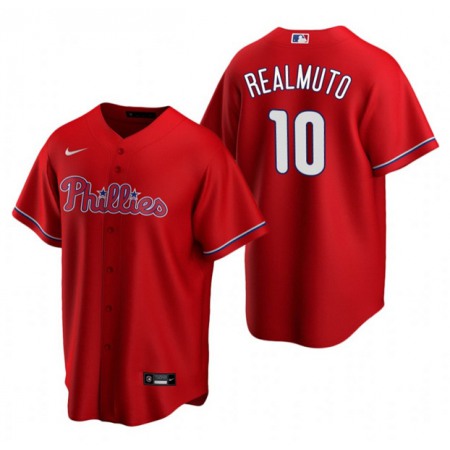 Youth Philadelphia Phillies #10 J.T. Realmuto Red Cool Base Stitched Baseball Jersey