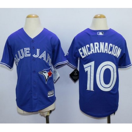 Blue Jays #10 Edwin Encarnacion Blue Cool Base Stitched Youth MLB Jersey