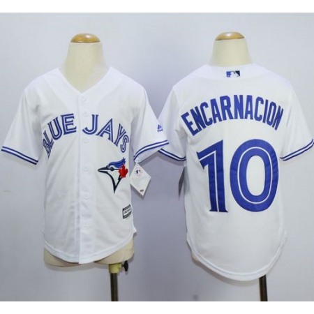 Blue Jays #10 Edwin Encarnacion White Cool Base Stitched Youth MLB Jersey