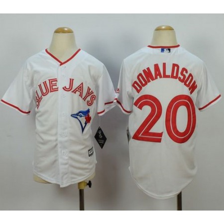 Blue Jays #20 Josh Donaldson White 2015 Canada Day Stitched Youth MLB Jersey