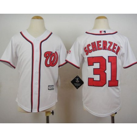 Nationals #31 Max Scherzer White Cool Base Stitched Youth MLB Jersey