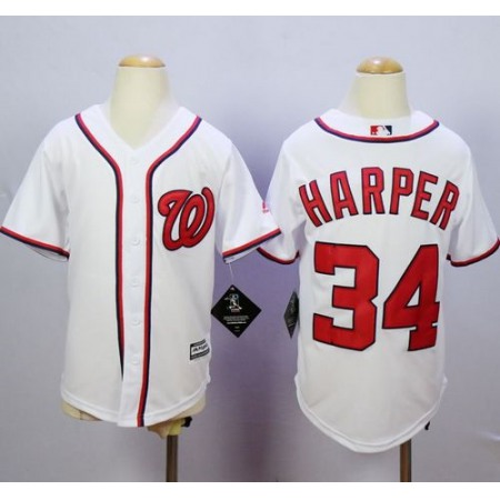 Nationals #34 Bryce Harper White Cool Base Stitched Youth MLB Jersey