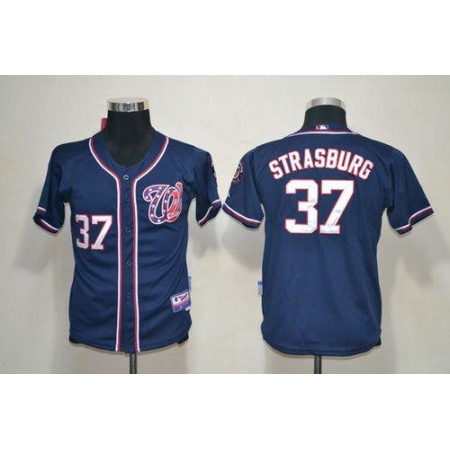 Nationals #37 Stephen Strasburg Blue Cool Base EStitched Youth MLB Jersey