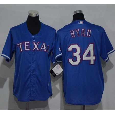 Rangers #34 Nolan Ryan Blue Cool Base Stitched Youth MLB Jersey