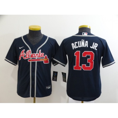 Toddlers Atlanta Braves #13 Ronald Acuna Jr Navy Cool Base Stitched toddlers MLB Jersey