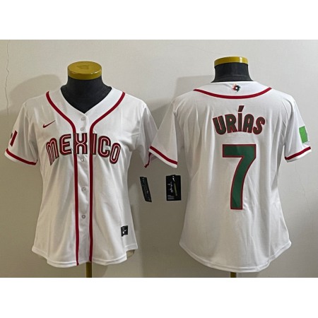 Youth Mexico Baseball #7 Julio Urias 2023 White World Baseball Classic Stitched Jersey