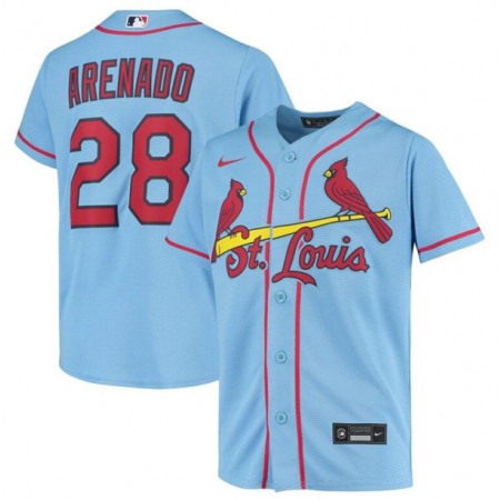 Youth St. Louis Cardinals #28 Nolan Arenado Blue Cool Base Stitched Baseball Jersey