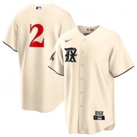 Youth Texas Rangers #2 Marcus Semien Cream 2023 City Connect Stitched Baseball Jersey