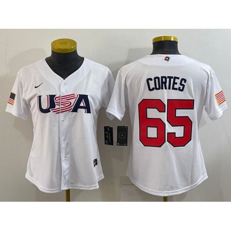 Youth USA Baseball #65 Nestor Cortes 2023 White World Baseball Classic Stitched Jersey
