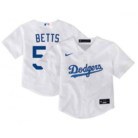Toddler Los Angeles Dodgers #50 Mookie Betts White Stitched Baseball Jersey