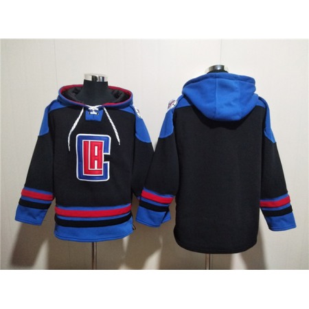 Men's Los Angeles Clippers Blank Black/Blue Lace-Up Pullover Hoodie