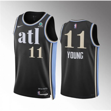 Men's Atlanta Hawks #11 Trae Young 2023/24 Black City Edition Stitched Basketball Jersey