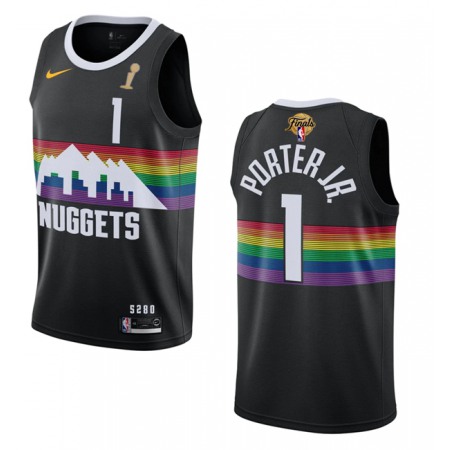 Men's Denver Nuggets #1 Michael Porter Jr. Black 2023 Finals Champions City Edition Stitched Basketball Jersey