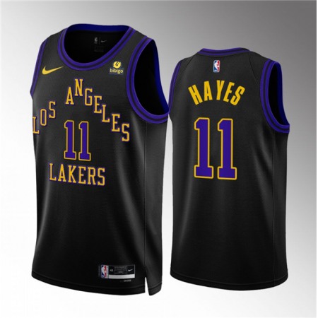Men's Los Angeles Lakers #11 Jaxson Hayes Black 2023/24 City Edition Stitched Basketball Jersey